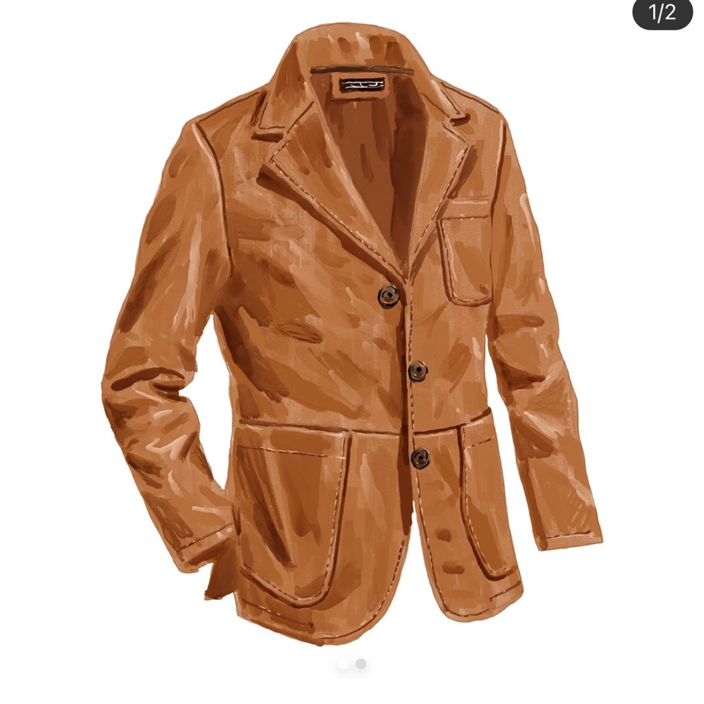 J.Peterman leather blazer sport jacket size 42 - Picture 3 of 3